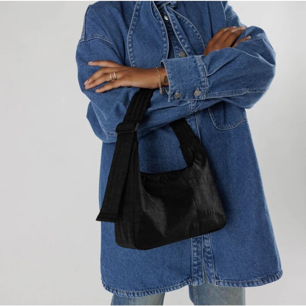 Baggu Mini Nylon Hobo Shoulder Bag Black Minimalist Utility Boho Preppy